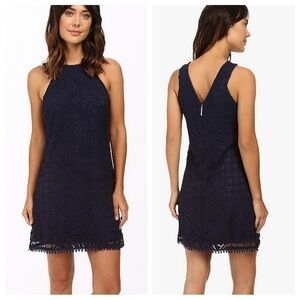 Lilly Pulitzer Mango navy blue lace shift dress medium